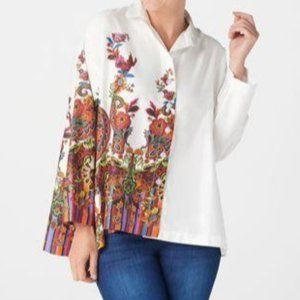 Women with Control Attitudes by Renee Sateen Button Shirt White Size O reg